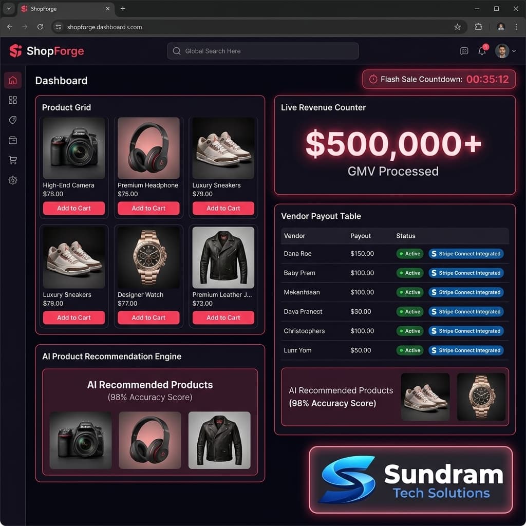 ShopForge - Multi-Vendor Storefront Dashboard